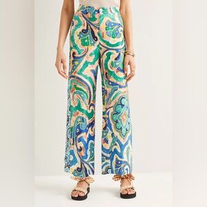 Anthropologie Maeve Rhiannon Colorful Print Wide Leg Pants Palazzo size S